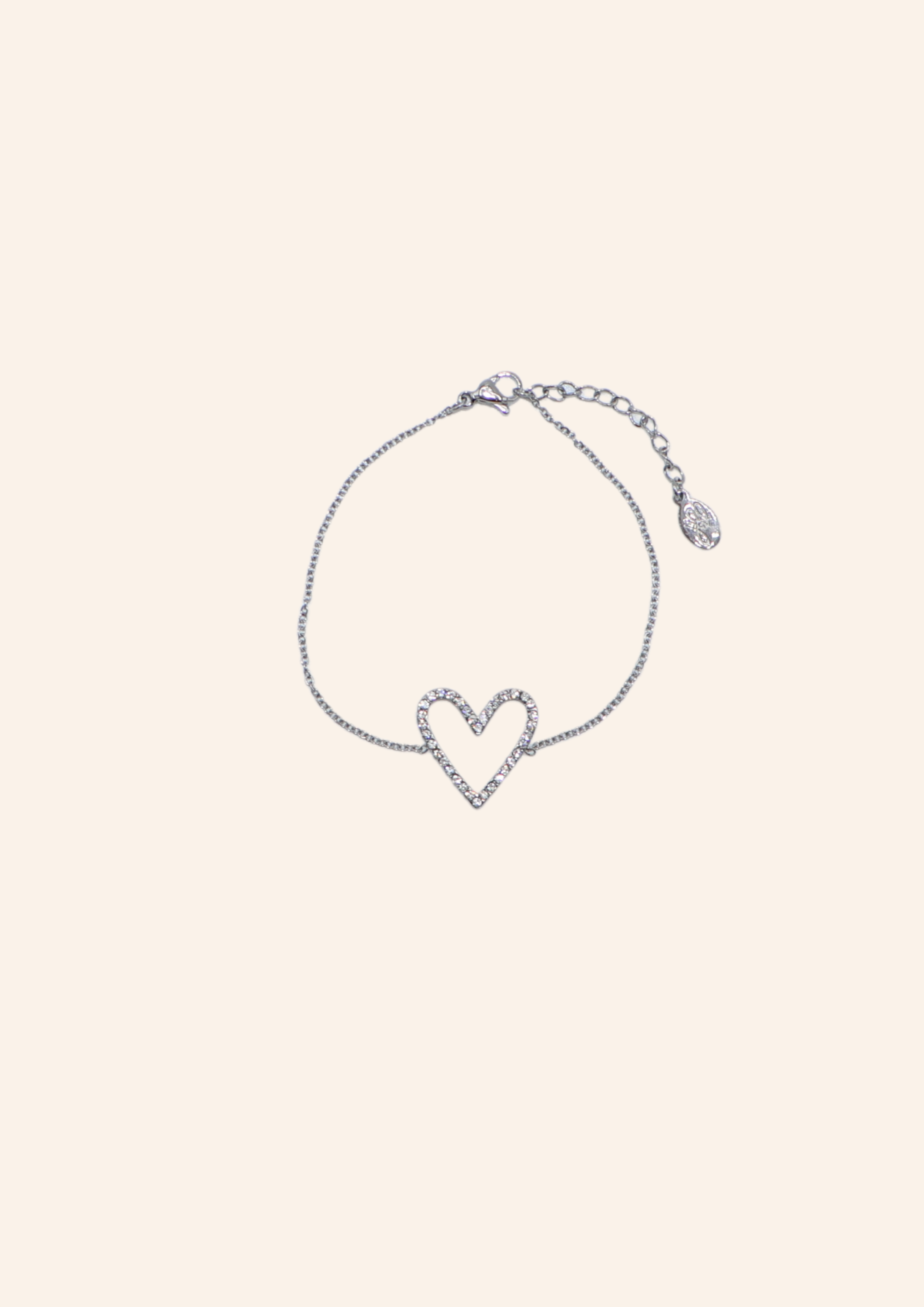 Fijne zilveren armband met hartbedel, waterproof en hypo-allergeen.