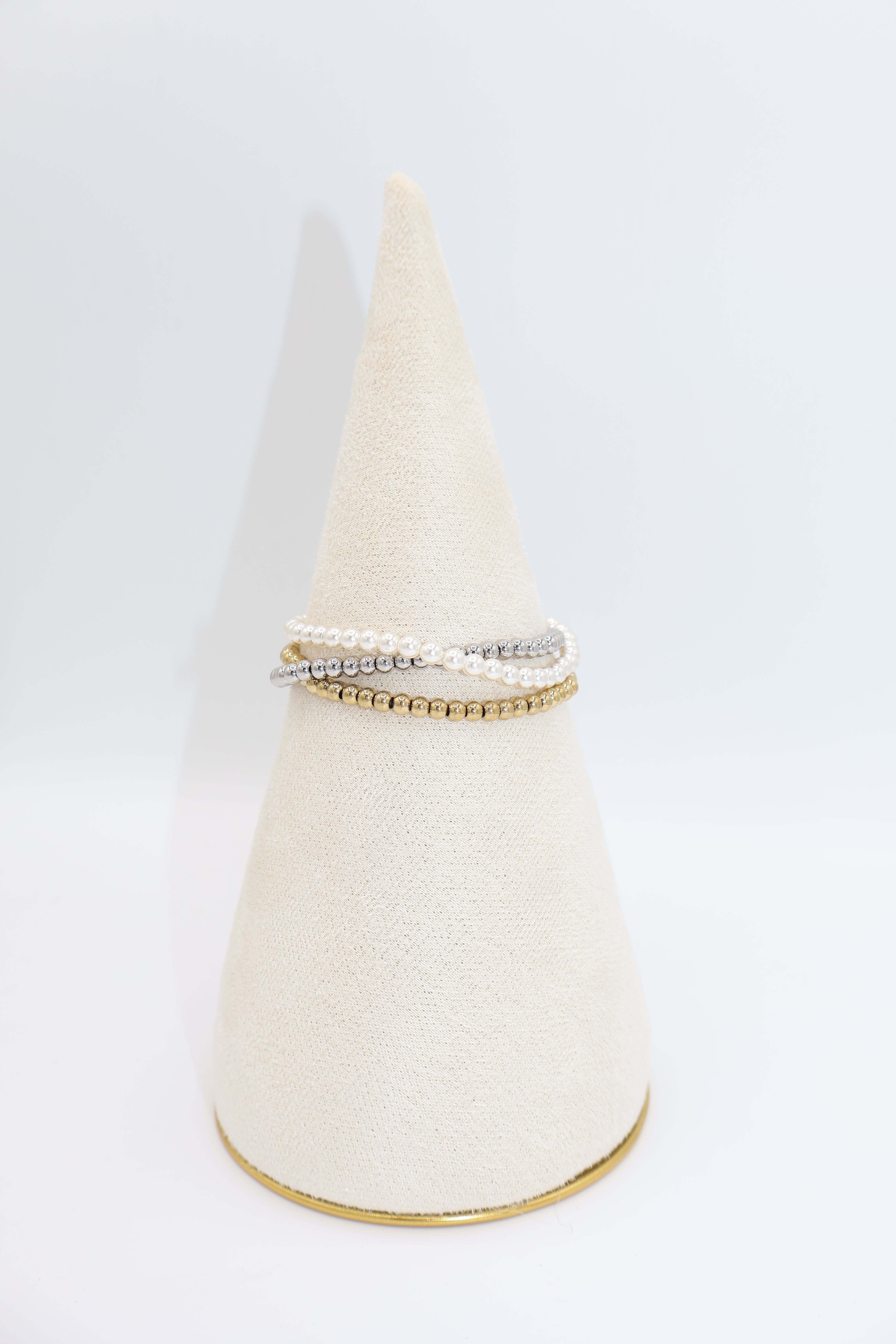 Gouden elastieken armband met kraaltjes, waterproof en hypo-allergeen, gemaakt van stainless steel