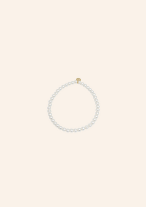 Wit, elastieken armband met kraaltjes, waterproof en hypo-allergeen, gemaakt van stainless steel