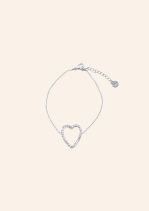 Zilveren armband met hartjesbedel, waterproof en hypo-allergeen, gemaakt van stainless steel