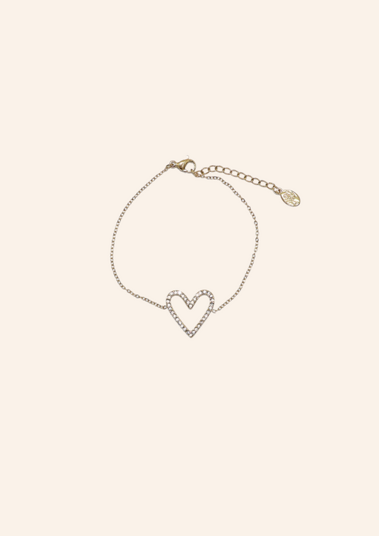 Fijne gouden armband met hartbedel, waterproof en hypo-allergeen.