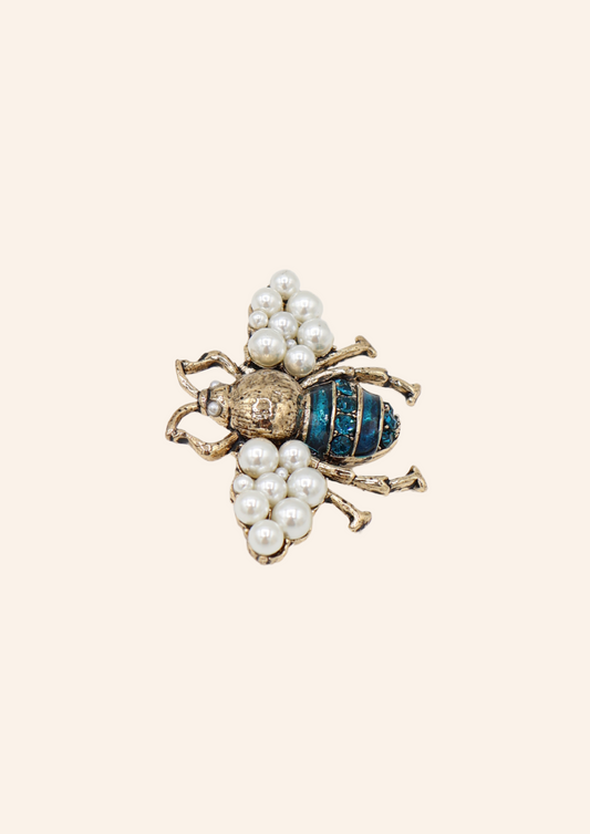 Blauwe bij broche gemaakt van stainless steel