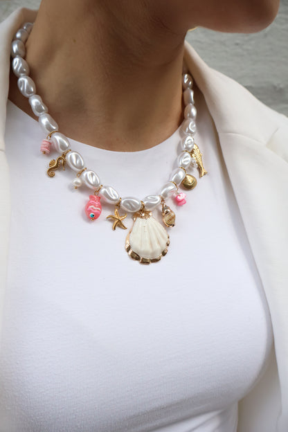White Pearl Summer Necklace