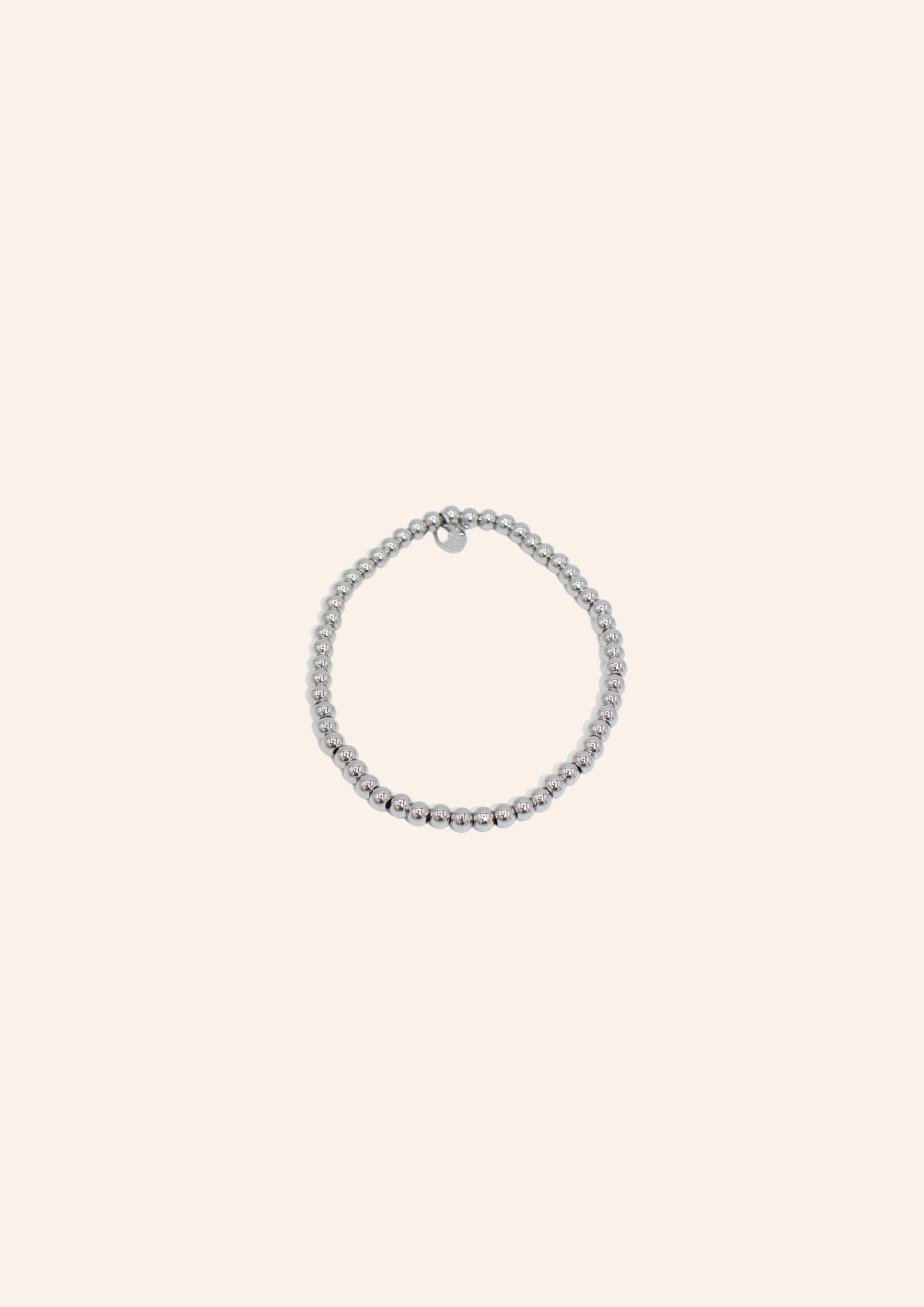 Zilveren elastieken armband met kraaltjes, waterproof en hypo-allergeen, gemaakt van stainless steel