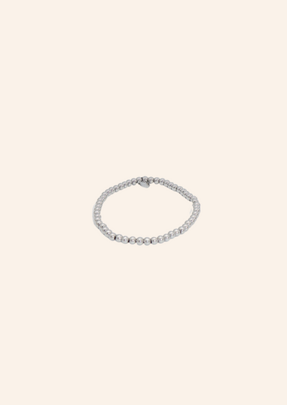 Zilveren elastieken armband met kraaltjes, waterproof en hypo-allergeen, gemaakt van stainless steel